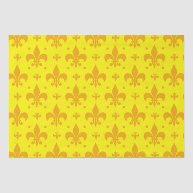 Papel De Seda Design do padrão Fleur-de-lis amarelo (Frente )
