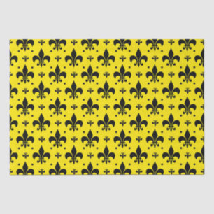Papel De Seda Design do padrão Fleur-de-lis de fundo amarelo