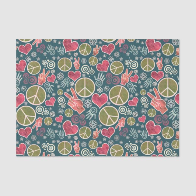 Papel De Seda Design do sinal do pacifismo do hipster do símbolo (Frente )