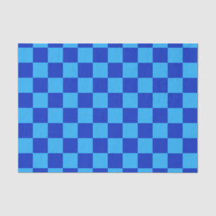 Papel De Seda Design do Verificador Azul Claro e Escuro