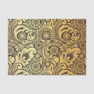 Papel De Seda Design Dourado do teste padrão de flor