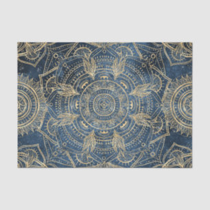 Papel De Seda Design elegante Dourado de Mandala Azul