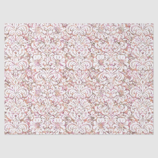 Papel De Seda Design floral branco-rosa-claro (Frente )