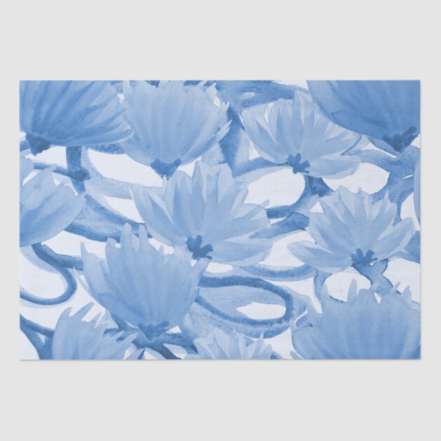 Papel De Seda Design Floral de Cor Azul (Frente )