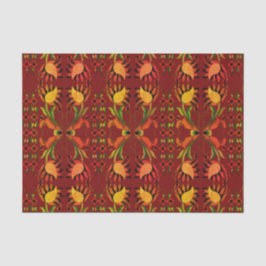 Papel De Seda Design floral de folha vermelha estoniana