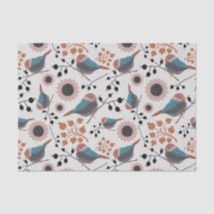Papel De Seda Design Floral De Pássaro De Galinha E De Berry