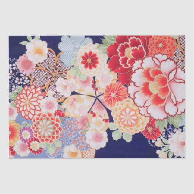 Papel De Seda Design Floral Japonês (Frente )