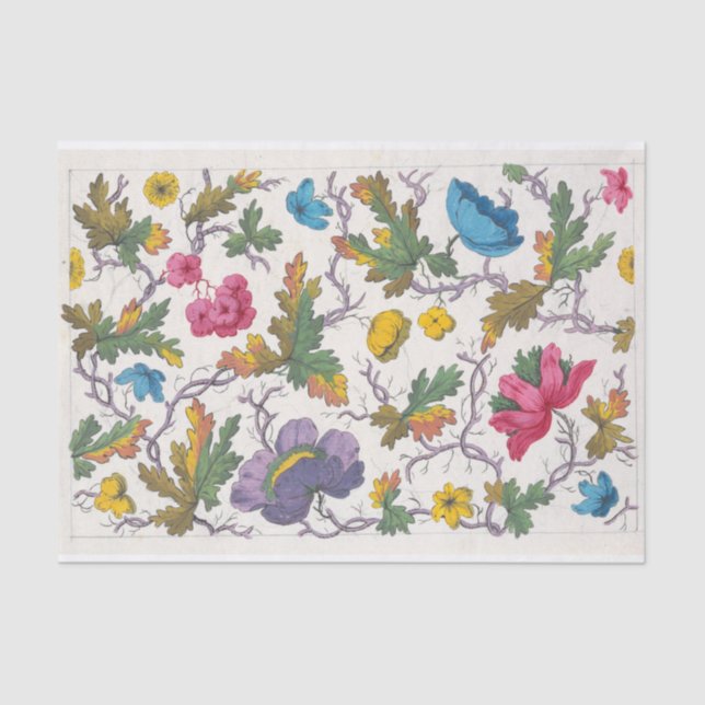 Papel De Seda Design floral para têxteis impressos Pl XVII (Frente )