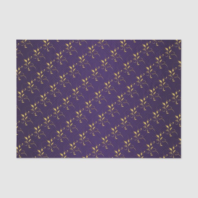 Papel De Seda Design floral roxo e dourado escuro (Frente )