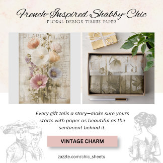 Papel De Seda Design Floral Shabby-Chic Inspirado no Francês