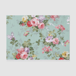 Papel De Seda Design Floral Verde Vintage