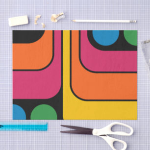 Papel De Seda Design Geométrico Estilo Retro Mod Anos 70