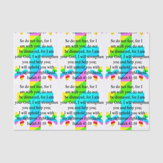 Papel De Seda DESIGN ISAIAH 41:10 bonito RAINBOW CROSS (Frente )