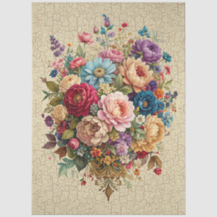 Papel De Seda Design Personalizado Efeito Crackle Floral Decoupa