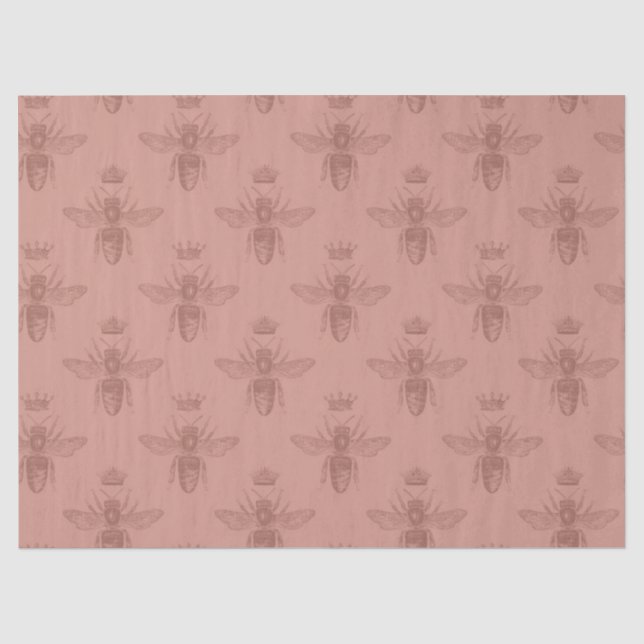 Papel De Seda Design Série Abelha em Rosa Dourado 18 (Frente )