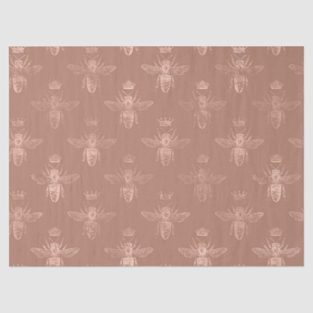 Papel De Seda Design Série Abelha em Rose Gold 19 (Frente )