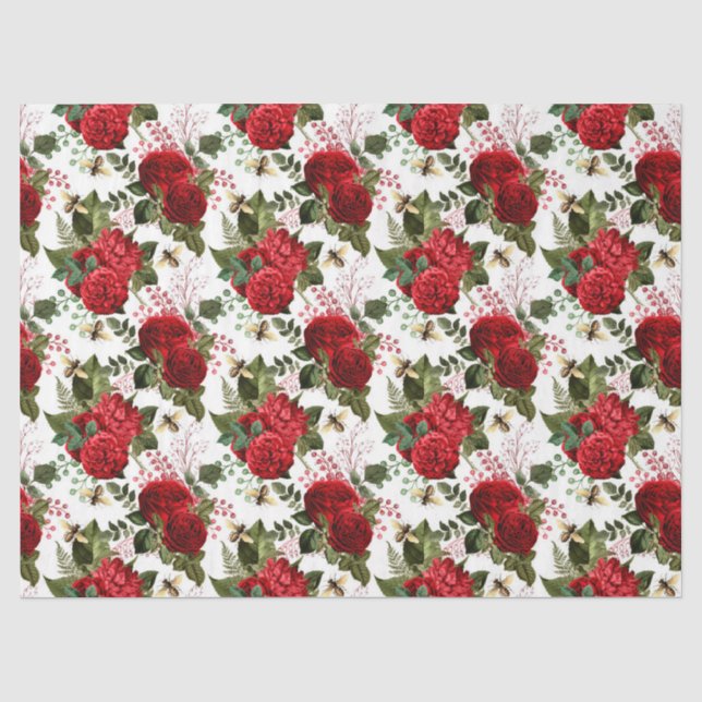 Papel de Seda Design Série Abelha Rosa Vermelha 15 (Frente )