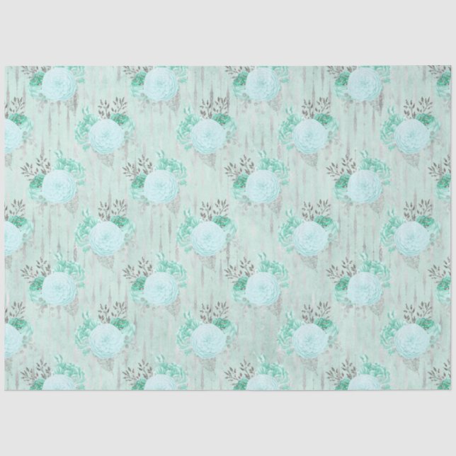 Papel De Seda Design Série Aqua e Prata 1 (Frente )