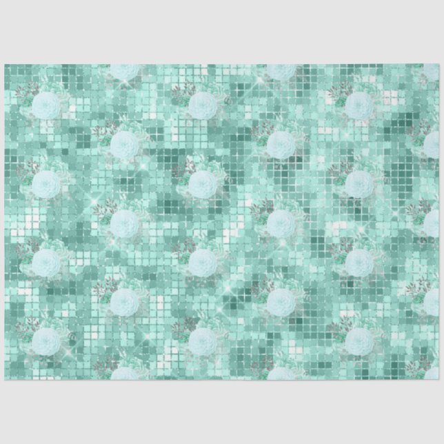 Papel De Seda Design Série Aqua e Prata 12 (Frente )
