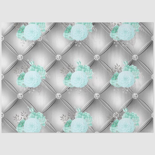Papel De Seda Design Série Aqua e Prata 2 (Frente )