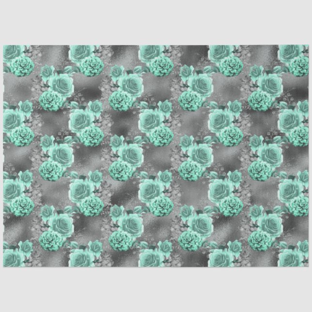 Papel De Seda Design Série Aqua e Prata 4 (Frente )