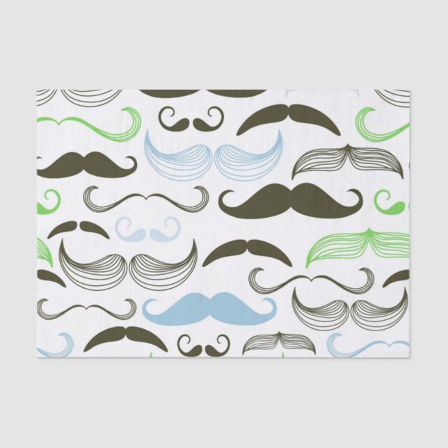 Papel De Seda Design verde, azul & preto do bigode (Frente )