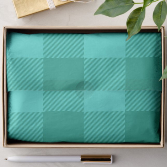 Papel De Seda Design Xadrez Quadriculado Azul Turquesa E Verde-á (Criador carregado)