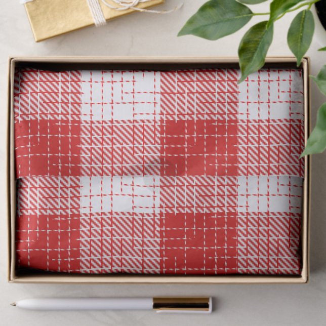 Papel De Seda Design Xadrez Quadriculado Vermelho e Branco em Ne (Criador carregado)
