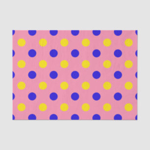Papel De Seda Designio Pontos Polka Amarelo Azul Rosa 