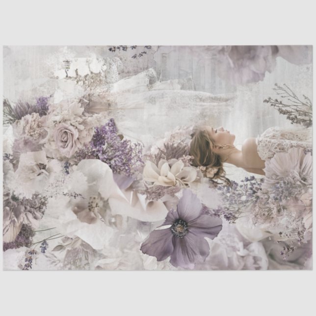 Papel De Seda Designs Florais de Decoupage  Suaves Rosas de Past (Frente )