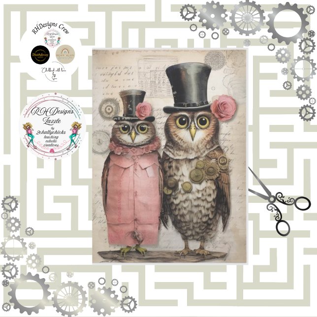 Papel De Seda Desliga Steampunk Sr. e Sra. Owl Scrapbooking (Criador carregado)