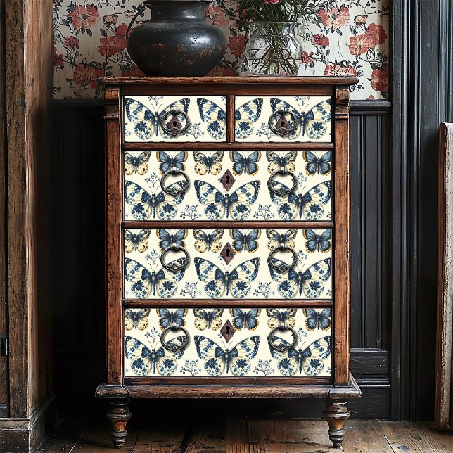 Papel De Seda Desligamento da Borboleta do Chique de Creme Azul  (Criador carregado)