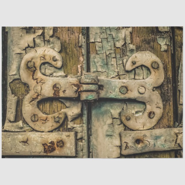 Papel De Seda Desligamento da dobradiça da porta antiga 20x30 (Frente )