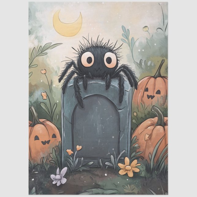 Papel De Seda Desligamento da Ilustração de Aranha do Halloween (Frente )