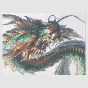 Papel De Seda Desligamento da ilustração do dragão chinês verde