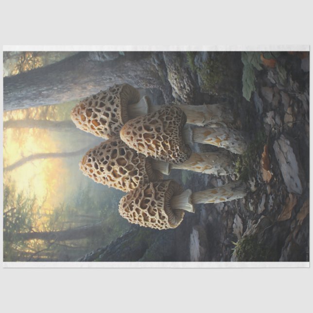Papel De Seda Desligamento da Ilustração dos Cogumelos do Morel  (Frente )