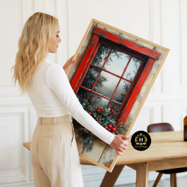 Papel De Seda Desligamento da janela rusticária da cena do natal