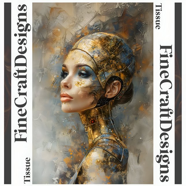 Papel De Seda Desligamento da pintura a óleo de mulher futurísti (Criador carregado)