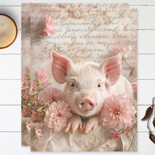 Papel De Seda Desligamento das Flores Cor-de-rosa com Pincel de