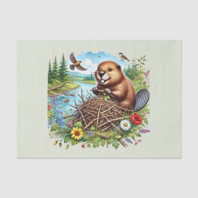 Papel De Seda Desligamento de amantes de castor bonito (Frente )