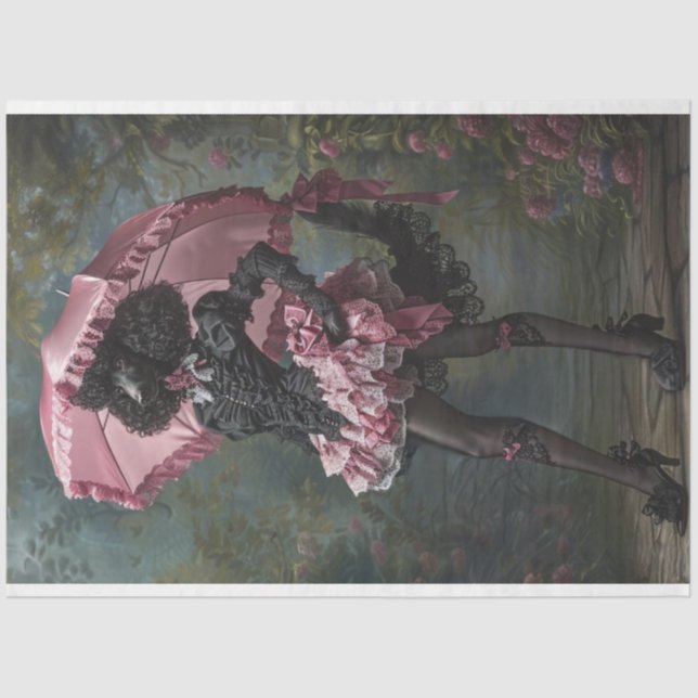 Papel De Seda Desligamento de Aposas Pretas Padrão Vitoriano (Frente )