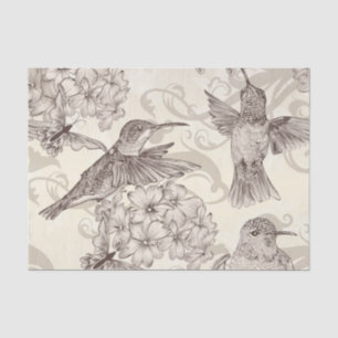 Papel De Seda Desligamento de Aves de Humming Vintage