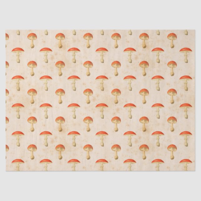 Papel De Seda Desligamento de Cogumelos Vermelhos Vintage (Frente )