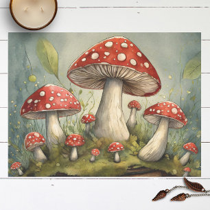 Papel De Seda Desligamento de Cogumelos Vermelhos Whimsical