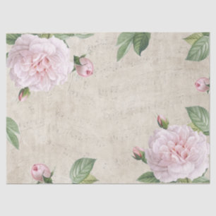 Papel De Seda Desligamento de Colagem de Música de Flor Rosa Ros