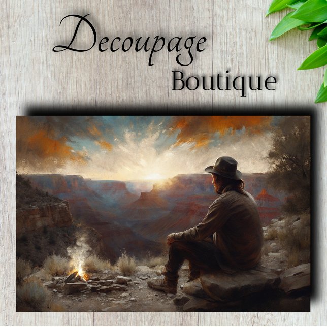 Papel De Seda Desligamento de Cowboy Sunset Canyon (Canyon Sunset Cowboy Decoupage Tissue Paper)
