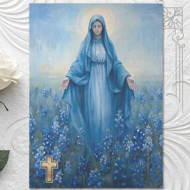 Papel De Seda Desligamento de Flores Azuis da VIrgin Mary