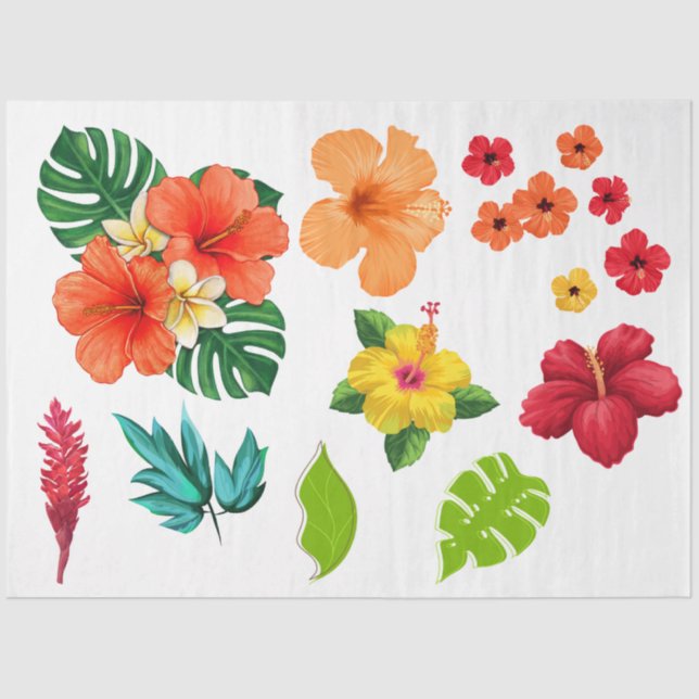 Papel De Seda Desligamento de Flores Tropicais (Frente )