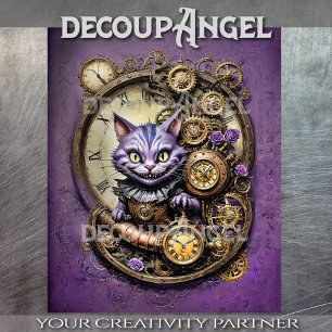 Papel De Seda Desligamento de Gato de Cheshire em Estilo Steampu