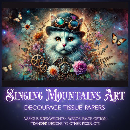 Papel De Seda Desligamento de Gato Floral Steampunk Celestial Ga